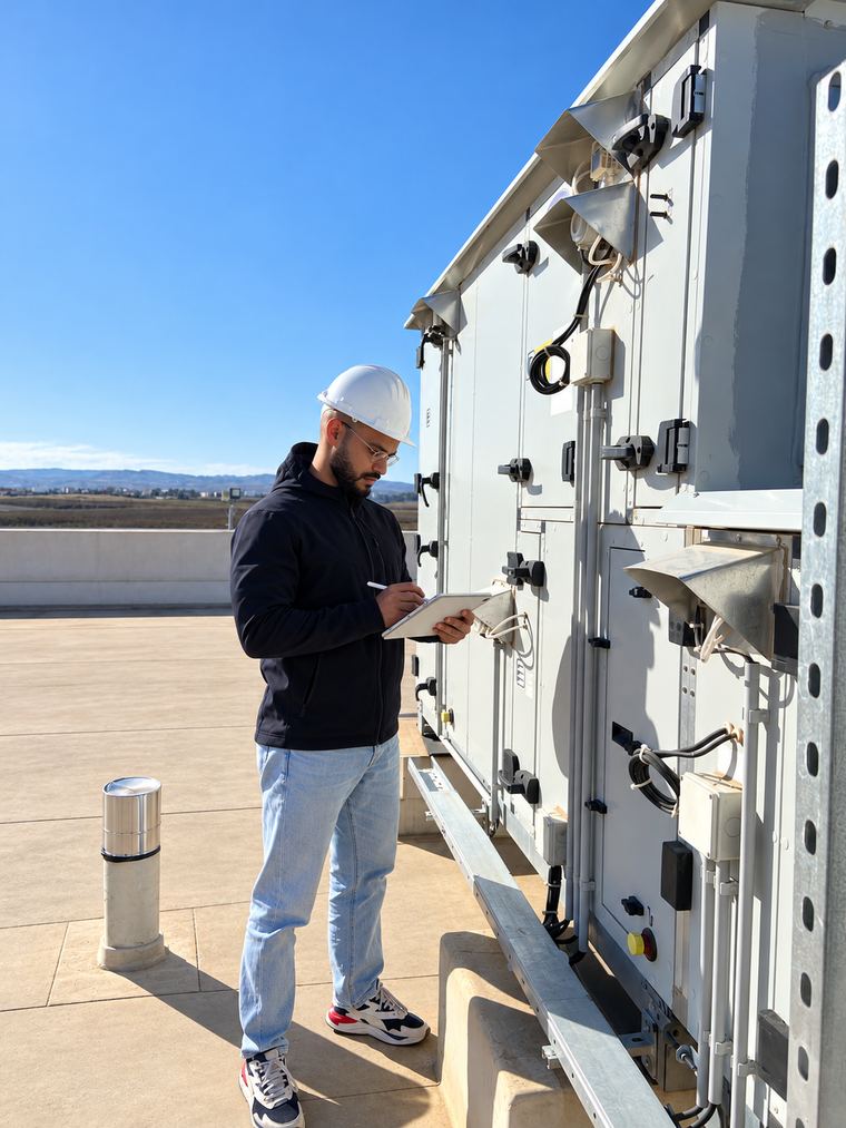 Relevé sur une centrale de traitement d’air en toiture